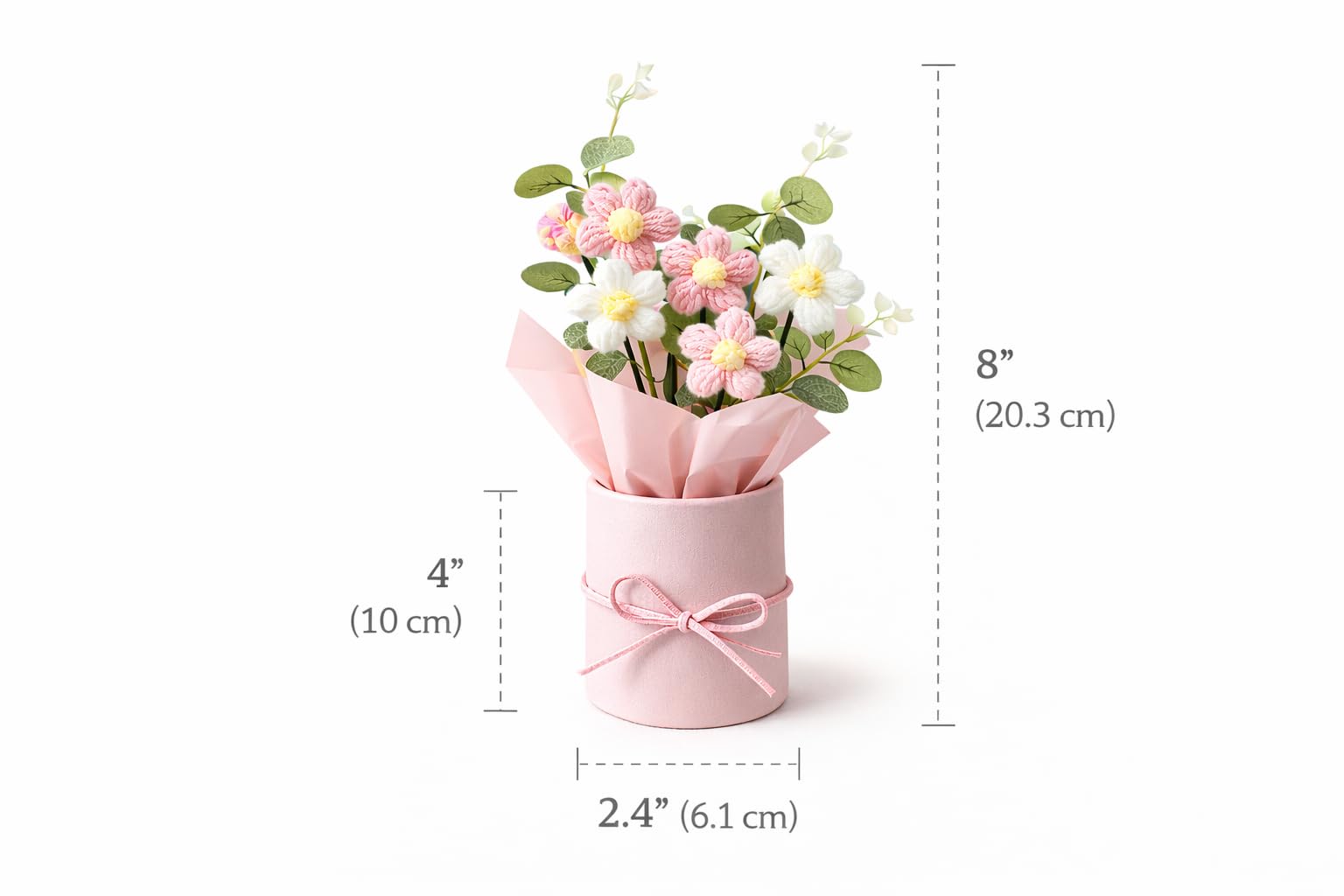 QLECT Home Decor Artificial Crochet Flower Bouquet/Artificial Flowers Bunch/Crochet Flowers Bouquet/Crochet Flowers/Flowers Bouquet Gift for Girls Home Decor,Gifting,etc. (Pink Daisy Bouquet) 1