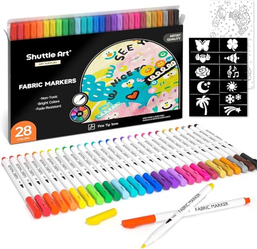 Amazon.co.jp: Shuttle Art 布用 ペン 28色セット 布に書ける