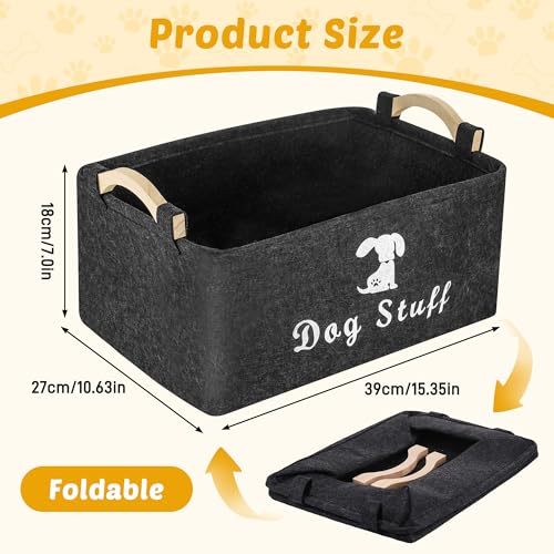 TranRantic Spielzeugkiste für Hunde, 25 x 38 x 18 cm, Aufbewahrungskorb für Spielzeug für Haustiere, aus Filz, Spielzeugkorb für Hunde mit Griff, Spielzeugkiste für Welpen, faltbar