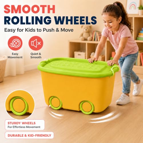 Image of STAR WORK Multipurpose Durable Storage Box Colorful Car-shaped Children's Toy Storage Container with Wheels and Handle (Pack Of 3, 25 Liter) color May very