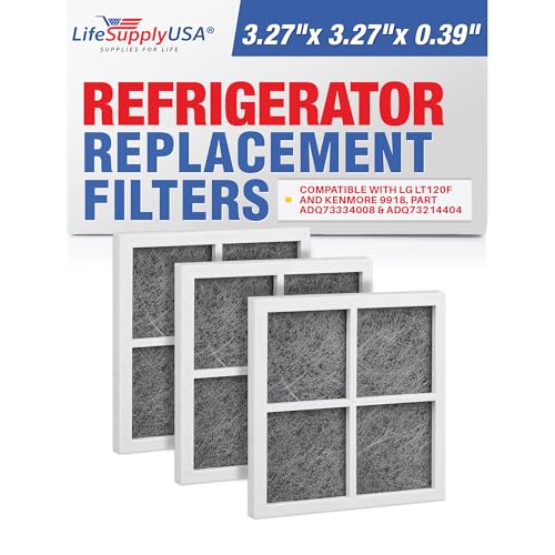 LifeSupplyUSA Refrigerator HEPA Air Filter Replacement Compatible with LG LT120F and Kenmore 9918, Part ADQ73334008 & ADQ73214404