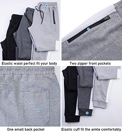 Calça de treino masculina NAVEKULL Slim Fit Joggers Gym Training Running Sweatpants with Zipper Pock