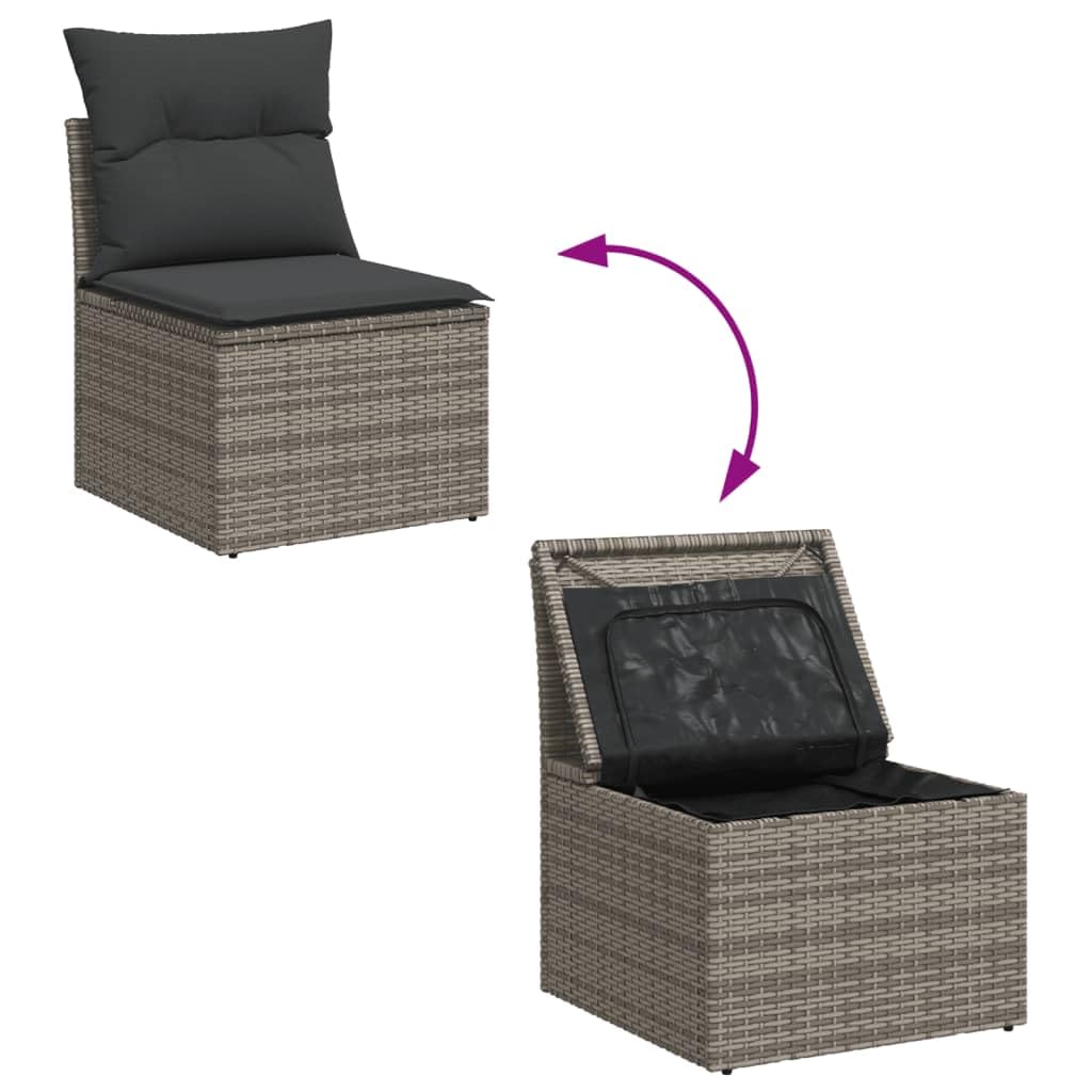 Brokky Poly Rattan Lounge mit Stauraum Balkon Lounge Gartenlounge Outdoor Loungemöbel Rattan Gartenmöbel Set Terassenmöbel Außen Gartensofa-Grau-4-tlg-mit Aufbewahrung & Tasche