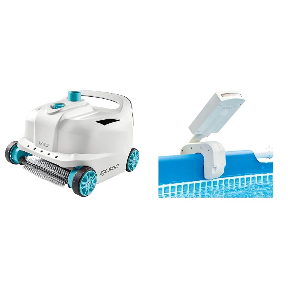 Intex Nettoyeur de Piscine Automatique Zx300 Deluxe & Pulvérisateur de Piscine LED Multicolore - Pulvérisateur LED Multicolore - pour piscines Prism et Ultra Frame, Blanc