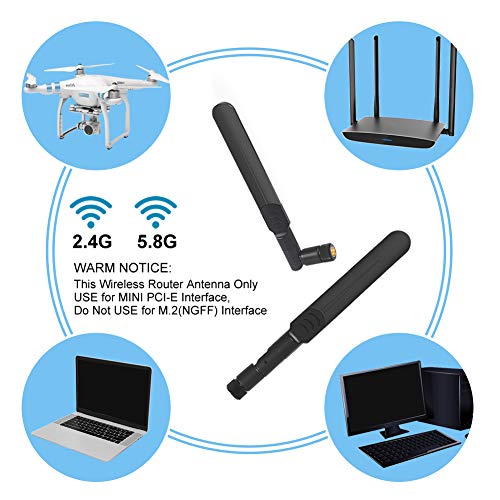 8Dbi Wifi Antenna Rp-Sma Male Wireless Network 2.4Ghz 5.8Ghz Dual Band With U.fl/Ipex To Rp-Sma Female Pigtail Cable For Mini Pcie Card Wireless Routers, Pc Desktop, Repeater, Fpv Uav Drone, Ps4-2Pcs #TOP5