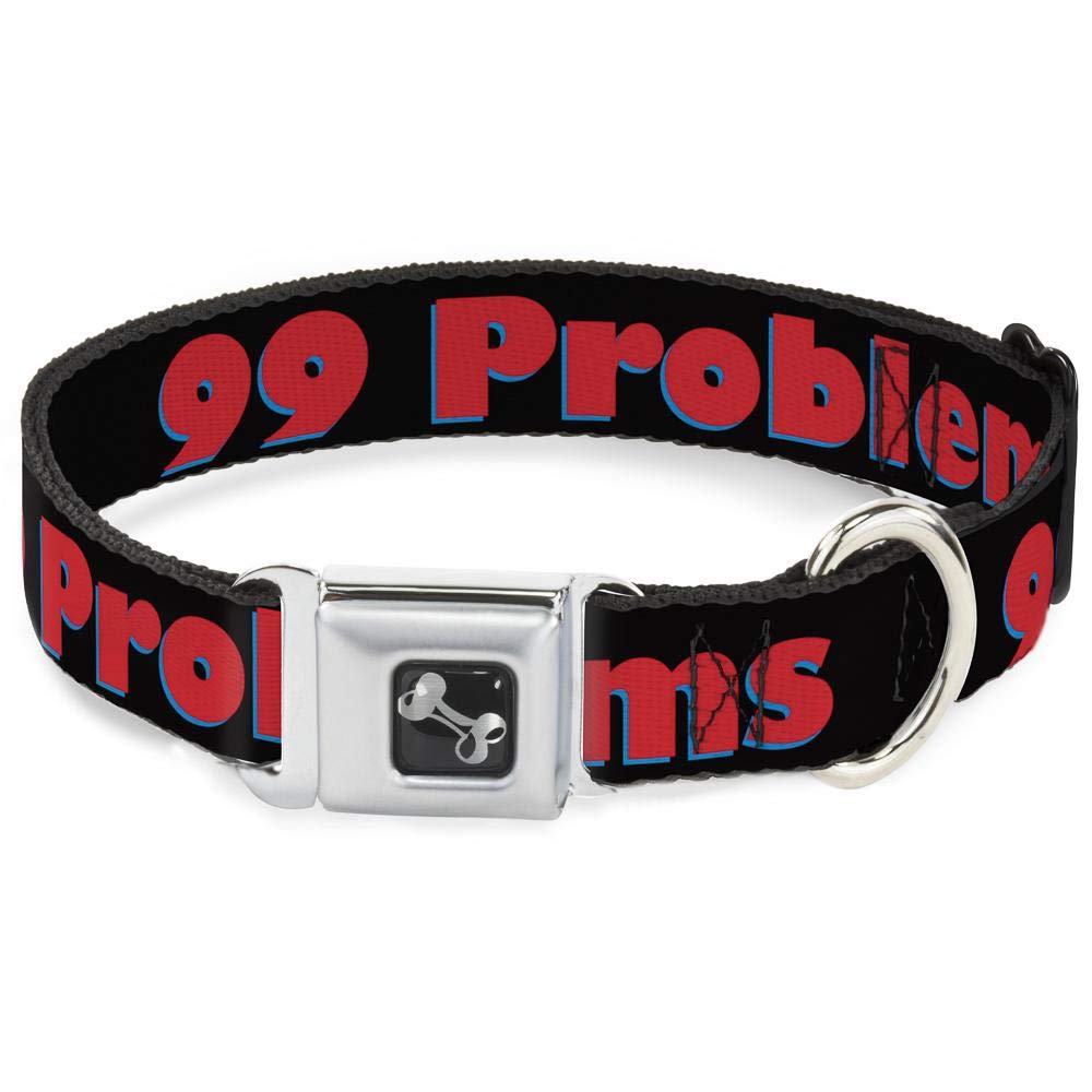 Buckle-Down 99 Problems czarny/czerwony obroża dla psa, szeroka M/16-23