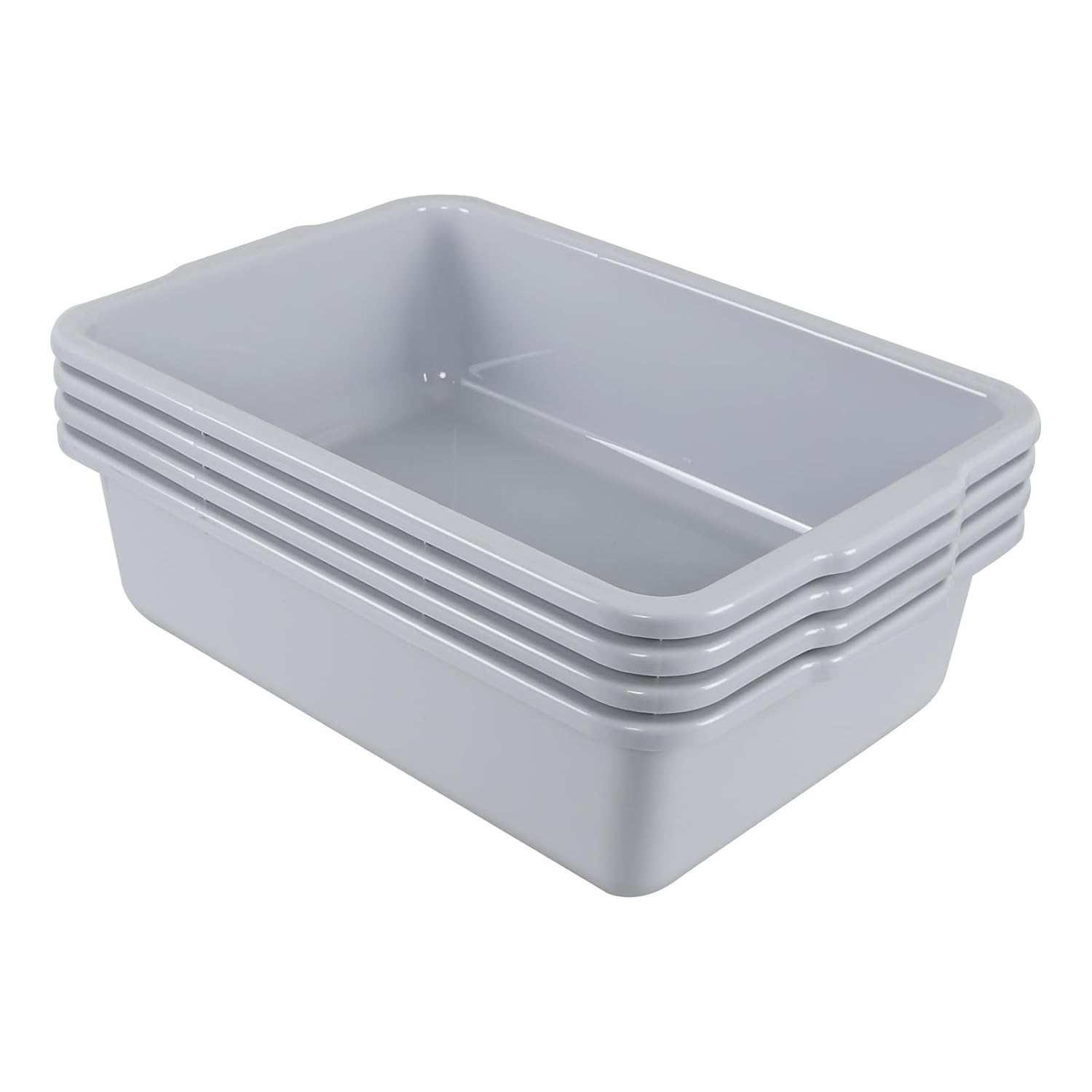 Saedy 32 L Gray Commercial Bus Tub, Large Plastic Restaurant Bus Box, 4 Pack