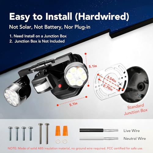 Orein OL36002 Motion Sensor Outdoor Lights, 450° Superwide Adjustment Dimmable Dusk To Dawn Flood Lights Outdoor thumb #1