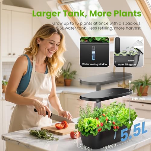 litokam Hydroponics Growing System Kit, 15 Pods Indoor Herb Garden with Smart APP & Quiet Pump, 24W LED Light, Auto Timer, Indoor Garden for Herbs, Vegetables & Flowers, Ideal Gift for Plant Lovers — view 6