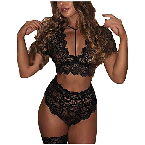 Dentelle érotique et transparence totale pour cet ensemble de sous-vêtements tentation