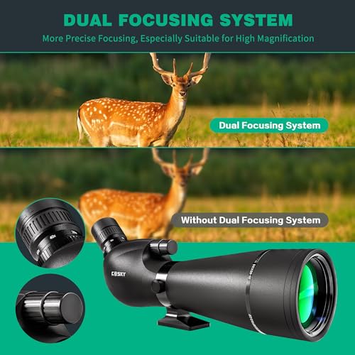 Gosky 20-60x85 Spotting Scope with Full Size Tripod,Phone Adapter,Bluetooth Camera Remote,Waterproof Spotter scopes for Target Shooting,Bird Watching,Travel,Hiking - Thumbnail 6