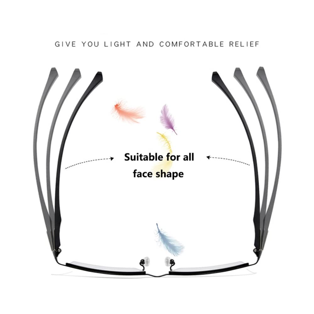 Halbrahmen Lesebrille Herren Progressives Multifokal Lesebrillen Photochrome Sonnenbrille Business-Brille UV400 Anti Glare Asphärische Linse Unisex, Dioptrien +1,0 Bis +3,0 (Size : 3.0 x)