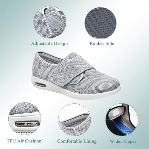Extra Wide Diabetic Shoes Women's Men's Adjustable Closure Walking Shoes Breathable Mesh Lightweight Non Slip Air Cushion Slippers for Swollen Feet4