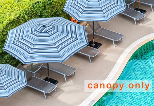 Image of MASTERCANOPY Patio Umbrella 9 ft Replacement Canopy for 8 Ribs-Navy and Blue Stripe Canopy Only
