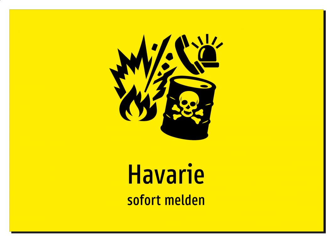 36536-DE-S-13 | Havarie - sofort melden | Aufkleber A2, 594 x 420mm | mit Symbolgrafik und Text