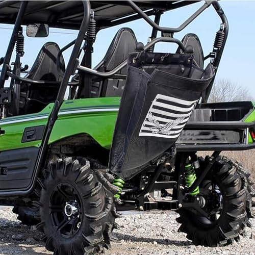 Image of Universal ATV UTV Trash Sack Storage Bag Trash Sack Mesh Large Trash Bag Boat Trash Bag Portable Boat Trash Can Sandbar RV or Camping(American Flag)