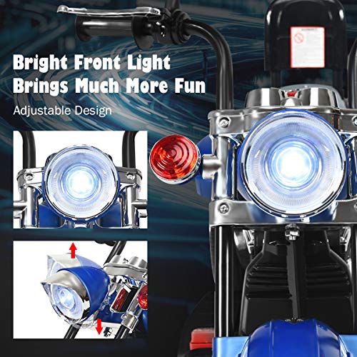 Image of Costzon 6V Ride on Chopper Kids Motorcycle with Horn, Headlight (Blue) | Battery Powered, 3-Wheel Stable Ride on Toys, Electric Toddler Motorcycle for Kids, Gift for Boys Girls