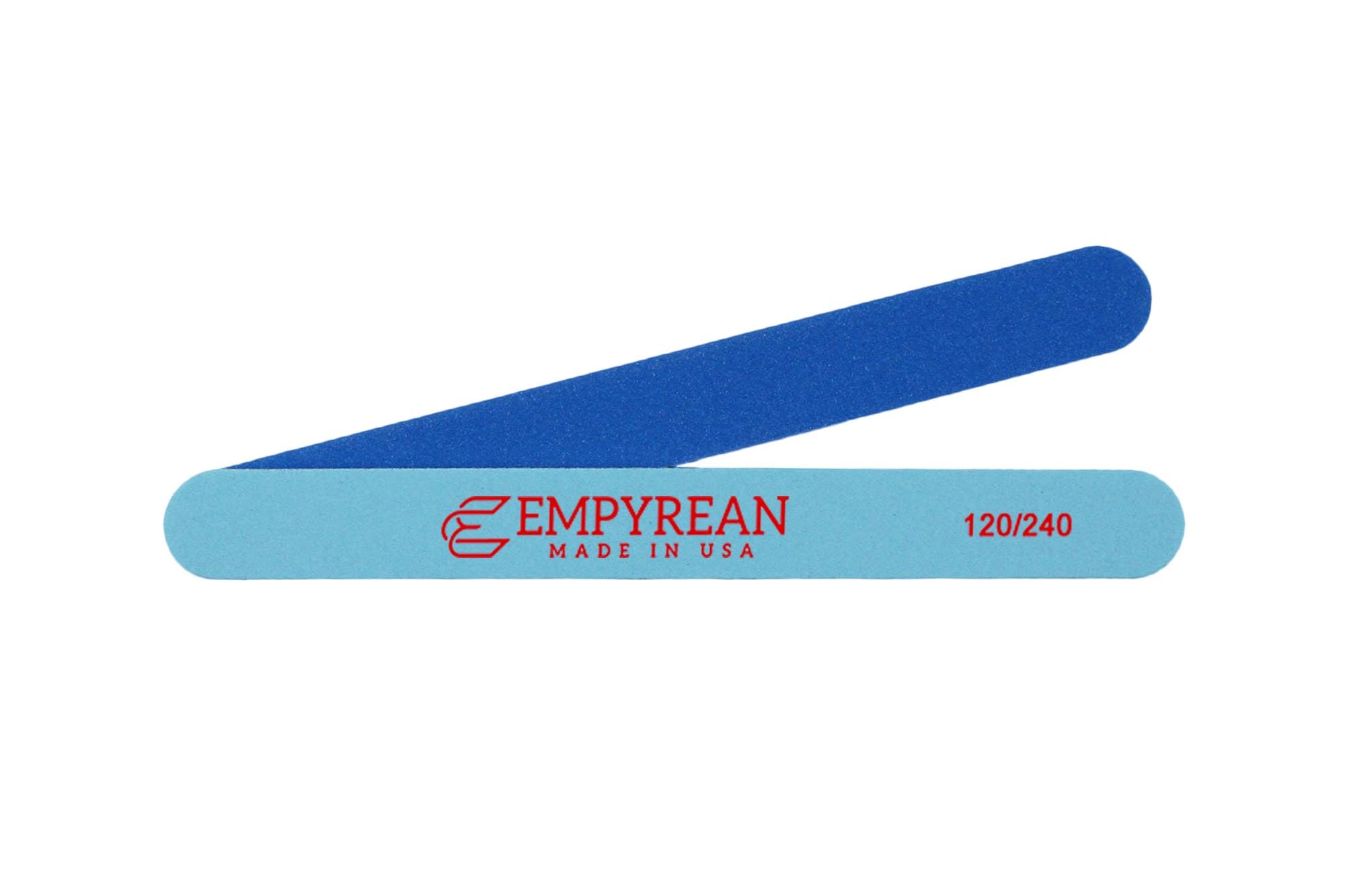 Empyrean Premium Nail Files | Made in USA | Coarse 120/240 Fine | Professionals Choice | Disinfectable Washable Reusable | Blue Nail File