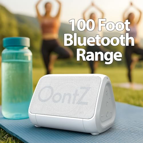Image of OontZ Angle Solo Compact Bluetooth Speaker, 14-Hour Playtime, White | Compact 5W Bluetooth speaker with clear sound, 100-ft range, IPX5, mic, AUX Input and USB-C Charging Cable.