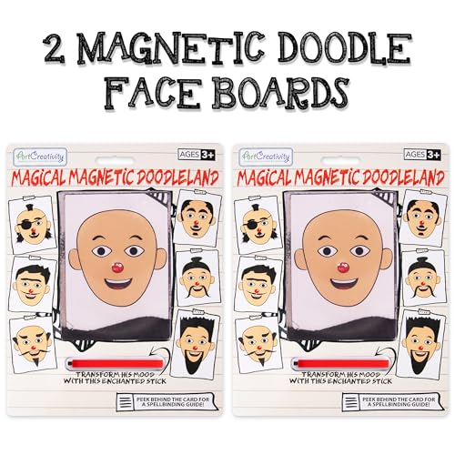 Image of ArtCreativity - Set of 2 magnetic drawing boards for kids, create different hair and beard styles, classic retro toys for kids and toddlers