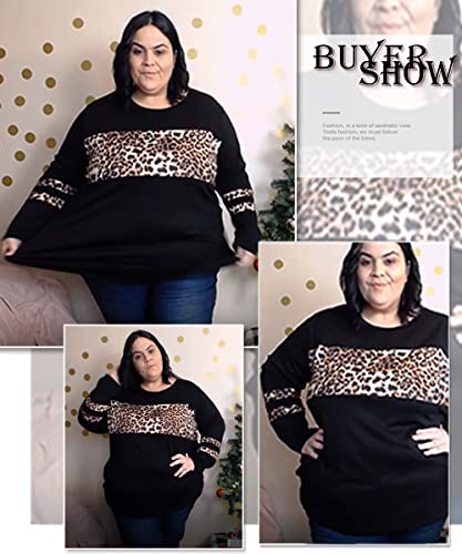 Image of CARCOS Plus Size Tops for Women Color Block Flower /Striped /Camo Crew Neck Long Sleeve Tee Shirt