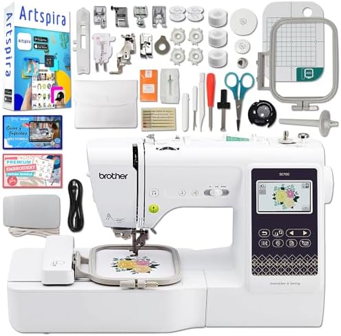 Brother SE700 Combo Embroidery & Sewing Machine with 4" x 4" Embroidery Hoop and 40+ Accessories