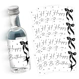 CORNER LACE Black Bow-Themed Birthday Mini Wine & Champagne Bottle Labels Party Favors 50pcs Black & White β Mini Liquor Bottles Shot Glass Labels Stickers Happy Birthday Party Decorations
