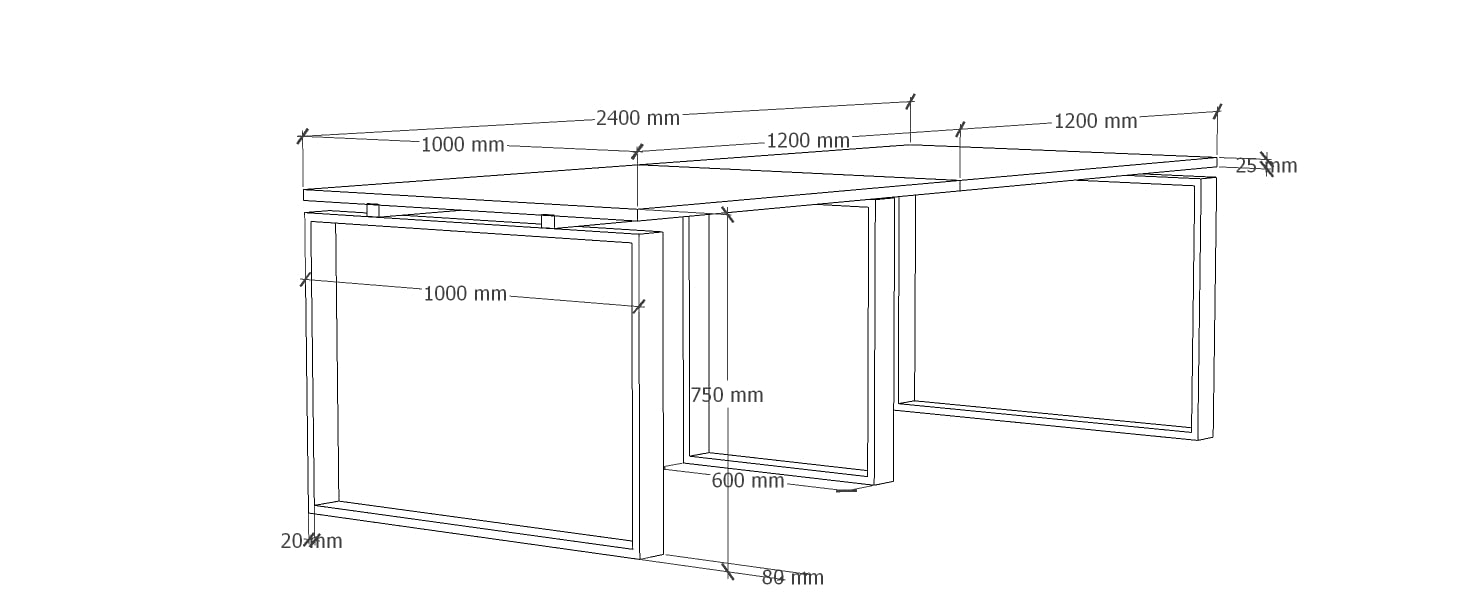 Mesa de 240x100 con Estructura metálica Marco Cerrado Blanco y Tablero melaminado Ideal para Sala de Juntas, reuniones, conferencias (Maple)