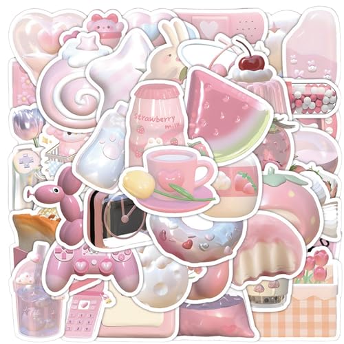 Cute Pink Girl Aesthetic sticker, 63 Unidades Rosa Dulce Pegatinas Pegatinas Pegatinas Room Cute Decor, Coquette, Clean Girl Aesthetic, Anime Pegatinas para Maletín de Ordenador Portátil.