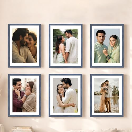 Image of Art Street Premium Photo Frame for living room, Classic Aesthetic Design Photo Frames for Photograph, Art Work, Kids Room Set of 6 (6x8 Inch, Blue)