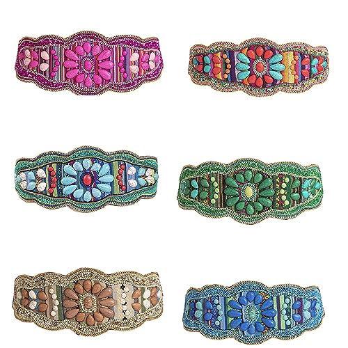 Muloo Bohemian Waist Belt Hand Beading for Travel Ethnic Photography Props Stretchy Belt Heavy Duty Colorful Beads2