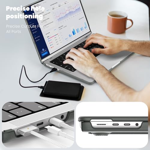 Image of ProElite Case for MacBook Pro 14 inch 2025 2024 2023 2022 2021 M5 Pro /M5 Max /M5 /M4 /M3 A2918 A2992 M2 A2779 M1 A2442 Pro Max, Slim Leather Case with Foldable Stand, Grey