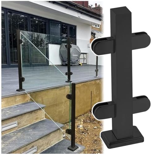 304 Stainless Steel Glass Railing Post - 39.4" End Post for Steps, Balconies, Decks, Staircases, Patio, Pool Fence - Durable with Slots & Base for Easy Installation