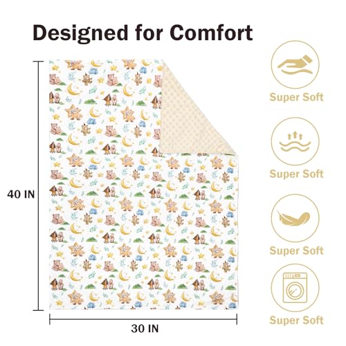 Image of Baby Blanket for Girls Boys, Super Soft Double Layer Mink Blankets with Dotted Backing, Toddler Newborn Nursery Bed Blanket, Bear Throw Blanket, 30 X 40 Inches