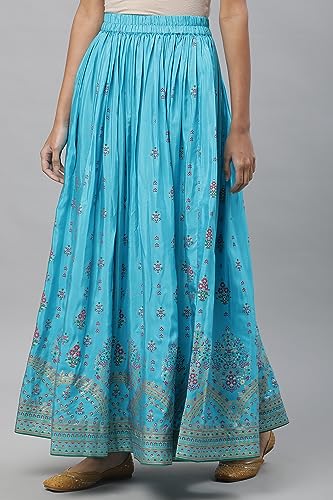 Image of Aurelia Printed Strechable Maxi Skirt for Women | Ankle Length Skirt for Women