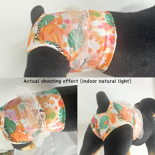 Image of Small Dog Sanitary Panties, Lace Washable Reusable Cute Puppy Panties Pet Underwear Diaper Physiological Shorts for Female Girls Dogs(Hawaiian,L)