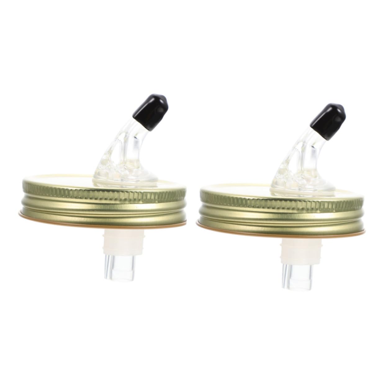 Cabilock 2pcs Wine Dispenser Jars with Lids Simple Mouth Mason Wine Spout Mister Pour Mason Jar Lids Mason Jar Lid with Spout Spouts Oil for and Stainless Steel Golden re-usable