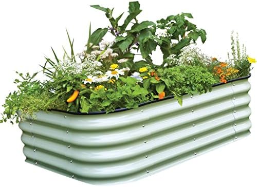 Birdies Raised Garden Flower Planzbeet Bed 6 In 1 Green Coated Steel Mist Green 40 Cm High Amazon De Garden