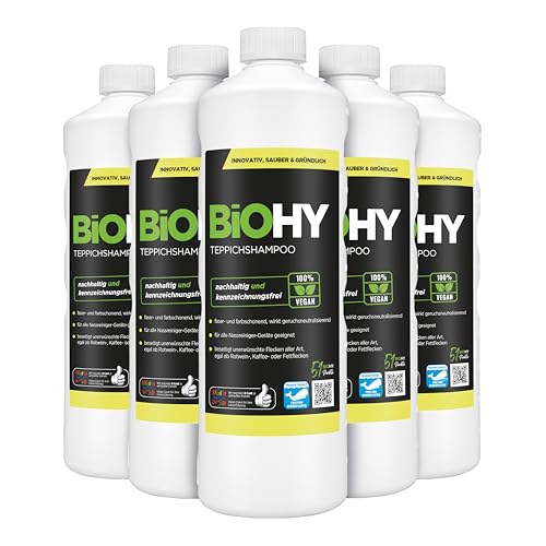BiOHY Shampoing pour Tapis (6 x 1l Bouteille) | Concentré