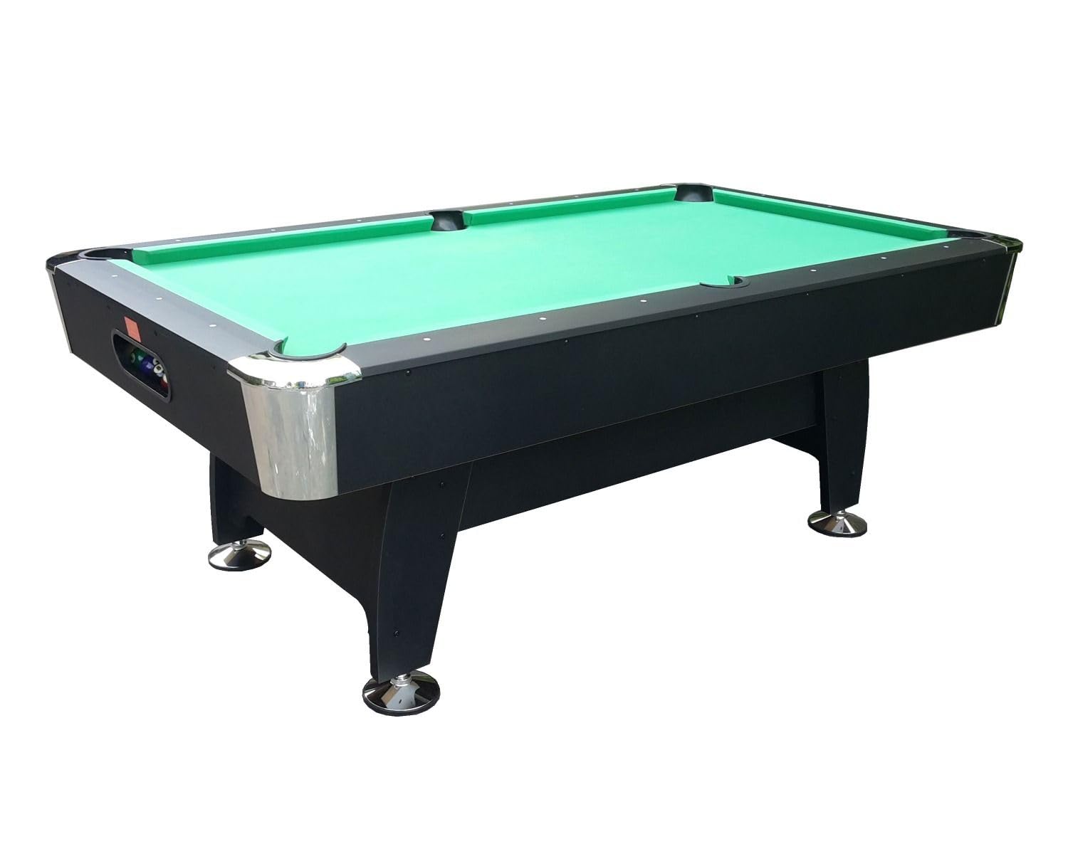 NG Biliardi - Tavolo da Biliardo Black Norman Light (216 cm), Pre-Montato, con Sistema di Ritorno Biglie e Regolatori di Livello, Panno Professionale Verde, Regolamentare
