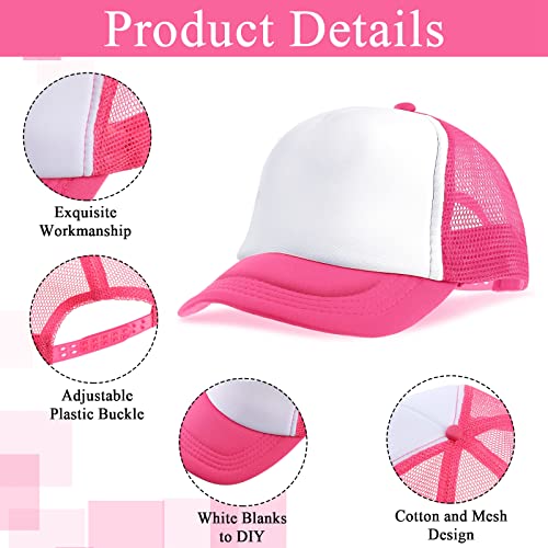 Trucker Hat For Kids Summer Polyester Mesh Cap Adjustable Sublimation Blank Hats Baseball Caps For Outdoor (Colorful, 16 Pack) #TOP2