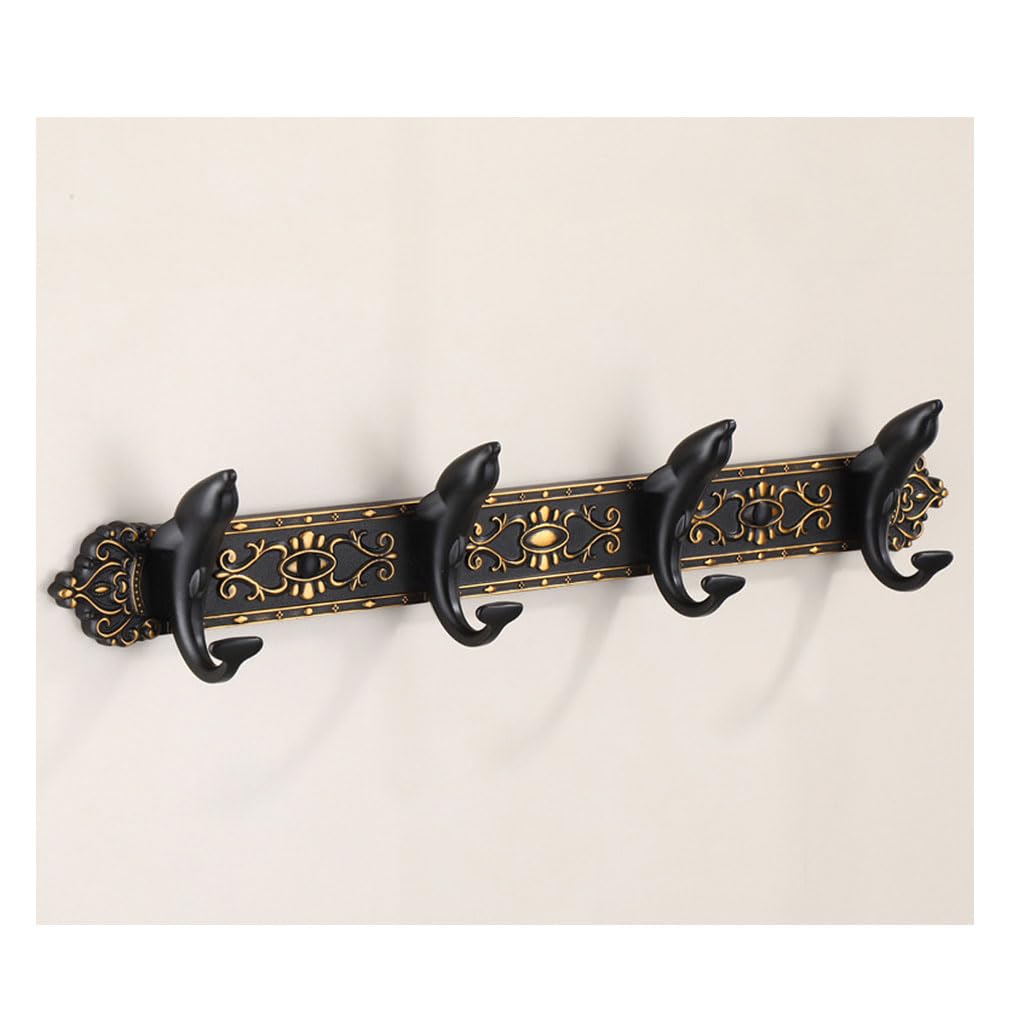 LMYSXAOZ Vintage Metal Coat Rack Wall Mount, Aluminum Dolphin Shaped Hooks Hanging Rail Antique Clothes Towel Racks for Bathroom Entryway Bedroom Behind The Door 4hook