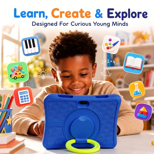 Image of Kids Tablet 10 Inch Android Tablet for Kids Comes with a Shock-Resistant Protective Case, 8GB RAM 32GB ROM Tablets Supports 1TB MicroSD, 6000mAh Battery Dual Cameras 5G Wifi6 Android Tablets with Case