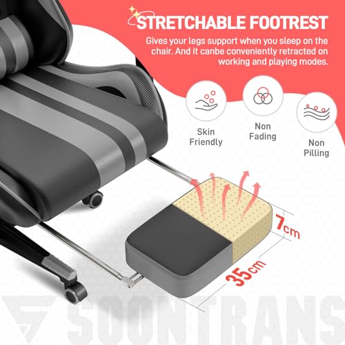 Soontrans Sedia da Gaming Massaggiante, Ergonomico...