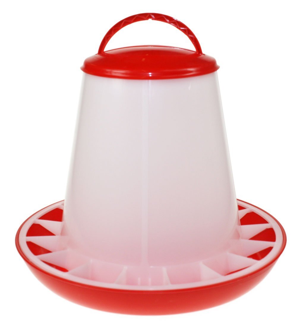 Olba B.V. Plastic Hopper Feeder with Lid, 3 kg, Red/White