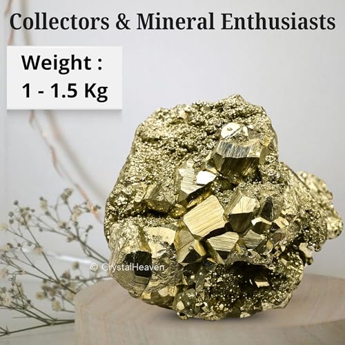 Image of Pyrite Stone Original Cluster Samples - High Energy Natural Iron Pyrite Stone Gold Rock Reiki Crystal Used for Increased Willpower and Manifestation (1 to 1.5 KG Pyrite)
