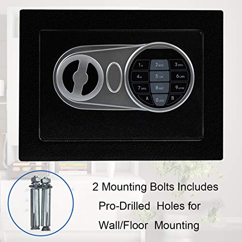 JUGREAT Security Safe Box with Induction Light,Electronic Digital Securit Safe Steel Construction Hidden with Lock,Wall or Cabinet Anchoring Design for Home Office Hotel BusinessGun Passport Cash