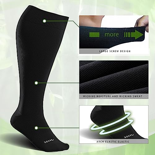 LEVSOX Wide Calf Compression Socks for Women&Men Plus Size 15-20mmHg Knee High Large Support Stockings for Circulation4