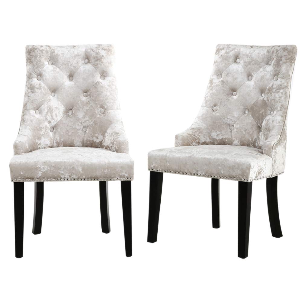 Dining Room Furniture Warmiehomy Set of 2 Crushed Velvet Dining Chairs