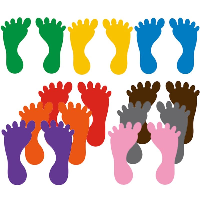 Milisten 9 Pairs Colorful PVC Footprint Floor Stickers Kids Foot Shape Decals for Nursery Bedroom Bathroom Playroom Decoration